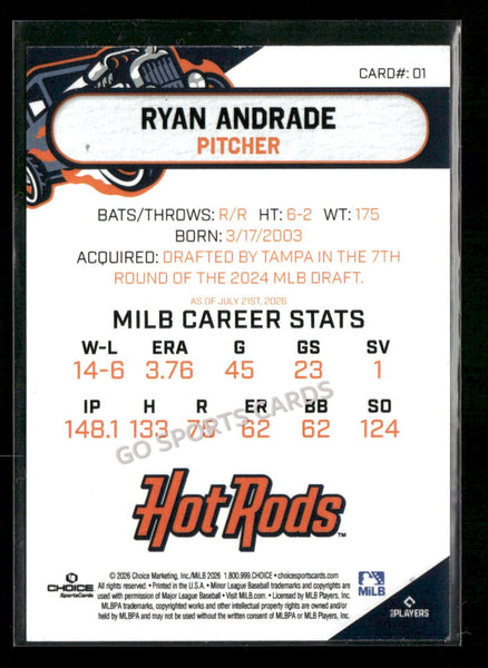 2026 Bowling Green Hot Rods Ryan Andrade