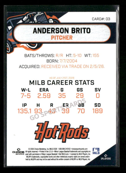 2026 Bowling Green Hot Rods Anderson Brito