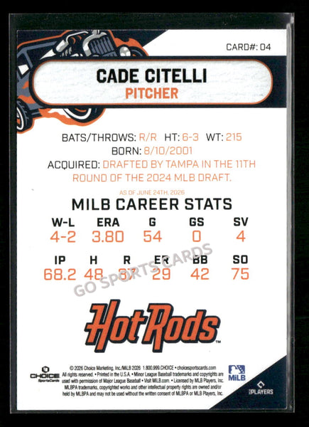 2026 Bowling Green Hot Rods Cade Citelli
