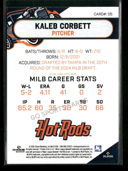 2026 Bowling Green Hot Rods Kaleb Corbett