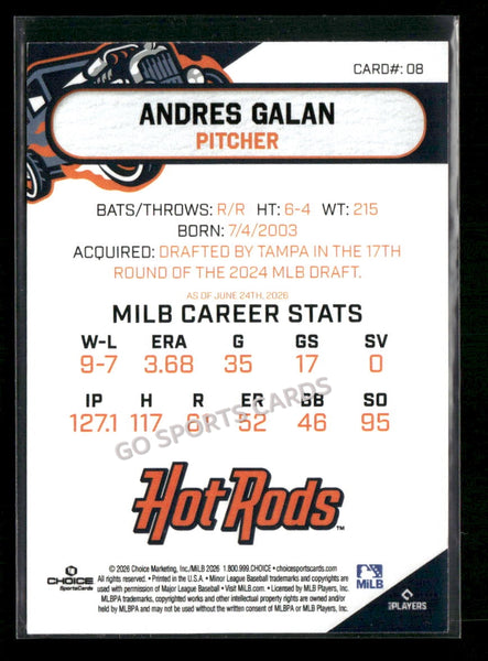 2026 Bowling Green Hot Rods Andres Galan