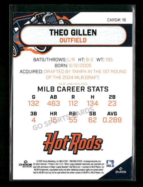 2026 Bowling Green Hot Rods Theo Gillen