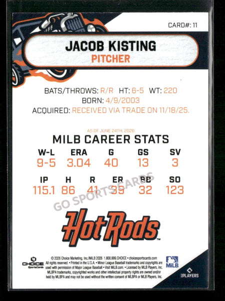 2026 Bowling Green Hot Rods Jacob Kisting
