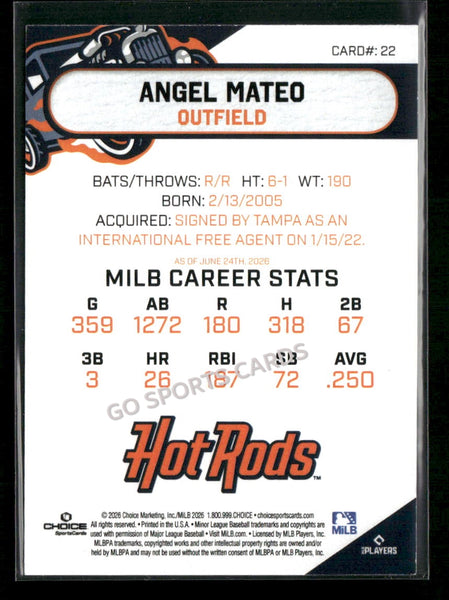 2026 Bowling Green Hot Rods Angel Mateo