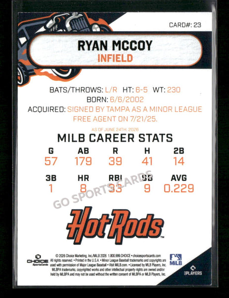 2026 Bowling Green Hot Rods Ryan McCoy
