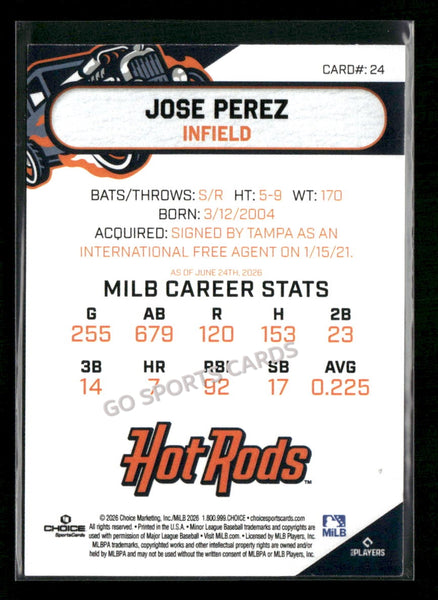 2026 Bowling Green Hot Rods Jose Perez