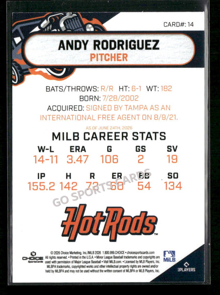 2026 Bowling Green Hot Rods Andy Rodriguez