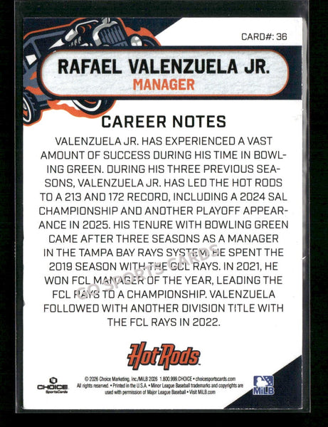 2026 Bowling Green Hot Rods Rafael Valenzuela Jr