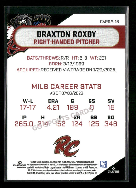 2026 Sacramento River Cats Braxton Roxby