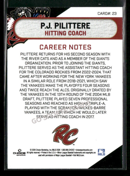 2026 Sacramento River Cats PJ Pilittere