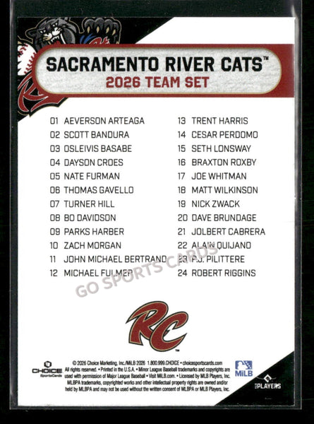 2026 Sacramento River Cats Header Checklist