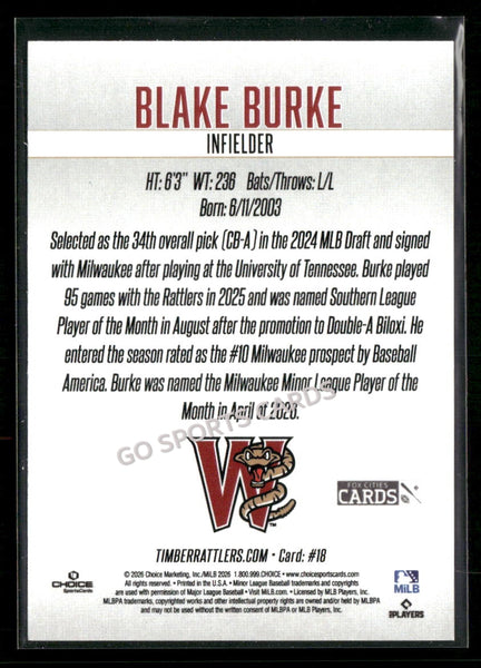 2026 Wisconsin Timber Rattlers SGA Blake Burke