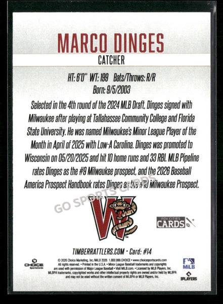 2026 Wisconsin Timber Rattlers SGA Marco Dinges