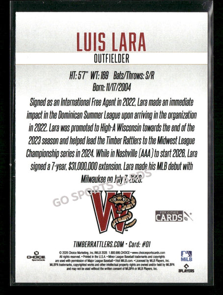 2026 Wisconsin Timber Rattlers SGA Luis Lara