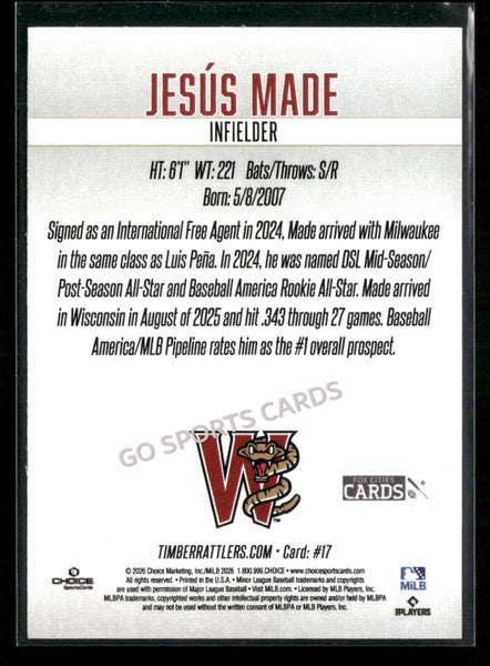 2026 Wisconsin Timber Rattlers SGA Jesus Made