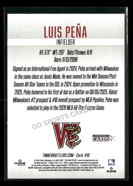 2026 Wisconsin Timber Rattlers SGA Luis Pena