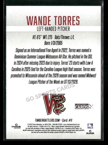 2026 Wisconsin Timber Rattlers SGA Wande Torres