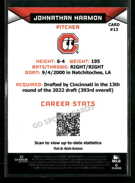2026 Chattanooga Lookouts Johnathan Harmon