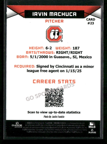 2026 Chattanooga Lookouts Irvin Machuca