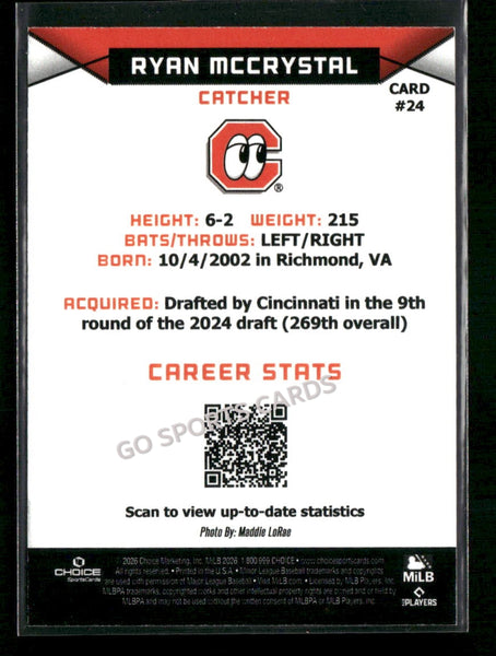 2026 Chattanooga Lookouts Ryan McCrystal