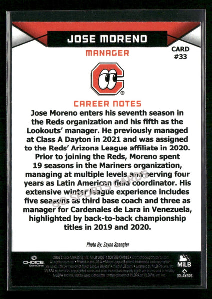 2026 Chattanooga Lookouts Jose Moreno