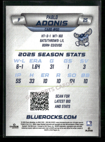 2026 Wilmington Blue Rocks Pablo Aldonis