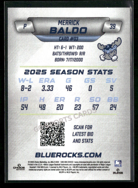 2026 Wilmington Blue Rocks Merrick Baldo