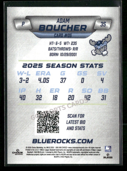2026 Wilmington Blue Rocks Adam Boucher
