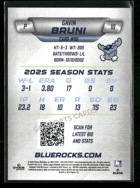 2026 Wilmington Blue Rocks Gavin Bruni