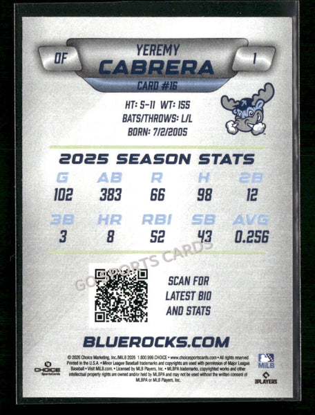 2026 Wilmington Blue Rocks Yeremy Cabrera