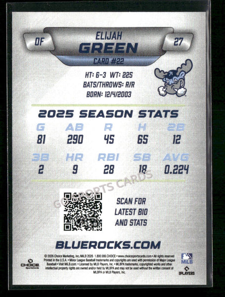 2026 Wilmington Blue Rocks Elijah Green