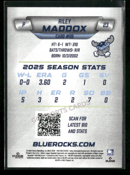 2026 Wilmington Blue Rocks Riley Maddox