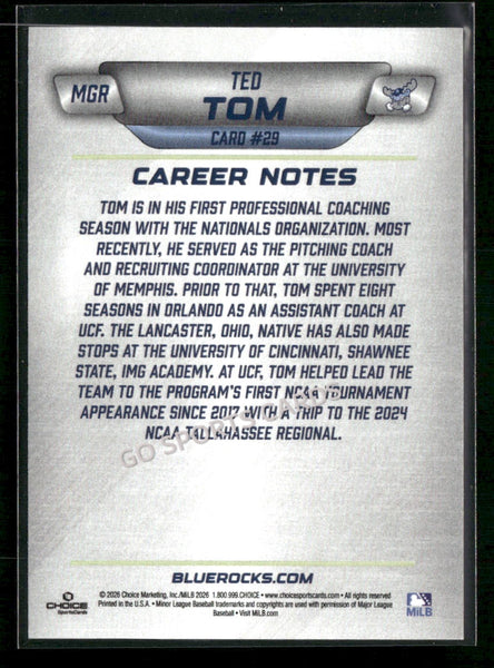 2026 Wilmington Blue Rocks Ted Tom