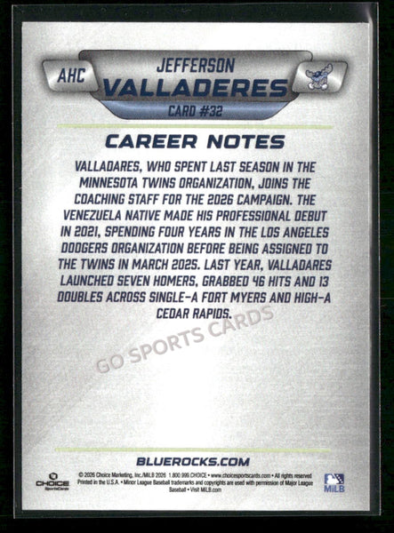 2026 Wilmington Blue Rocks Jefferson Valladeres