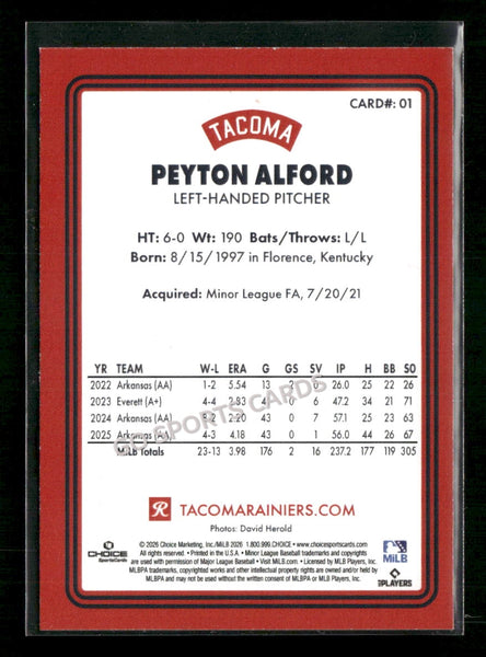 2026 Tacoma Rainiers Peyton Alford