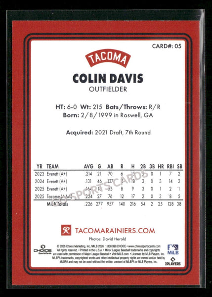 2026 Tacoma Rainiers Colin Davis