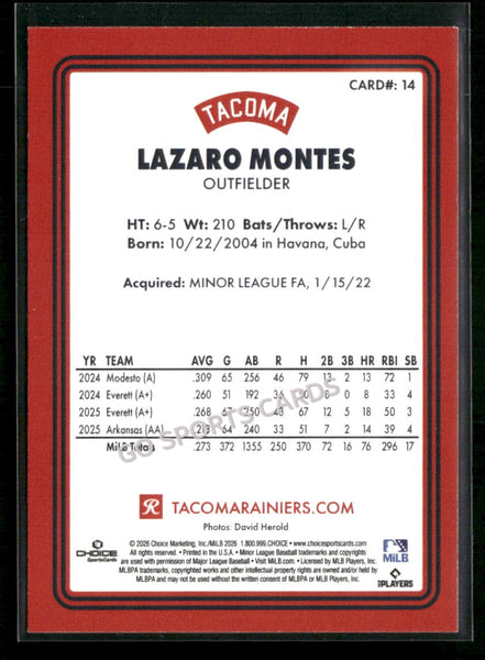 2026 Tacoma Rainiers Lazaro Montes