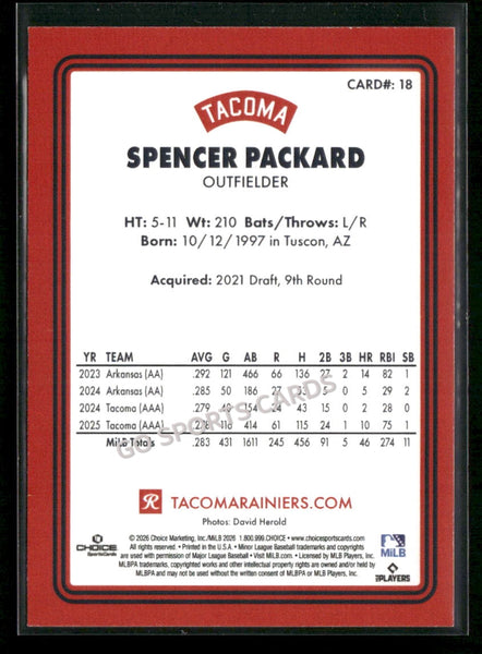 2026 Tacoma Rainiers Spencer Packard