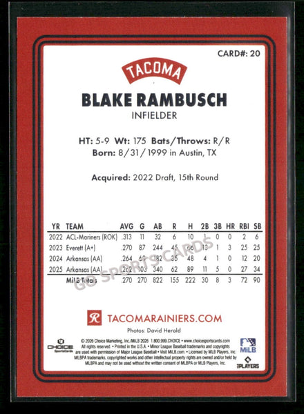 2026 Tacoma Rainiers Blake Rambusch