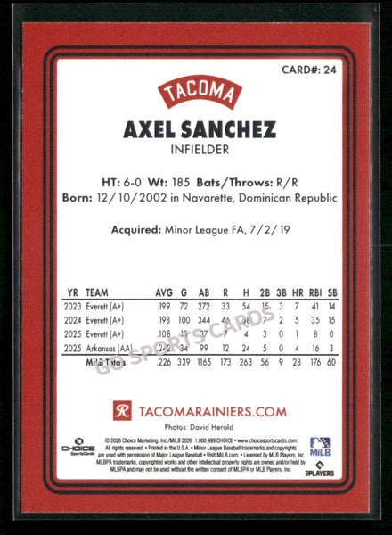 2026 Tacoma Rainiers Axel Sanchez