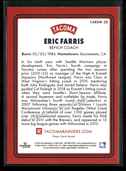 2026 Tacoma Rainiers Eric Farris