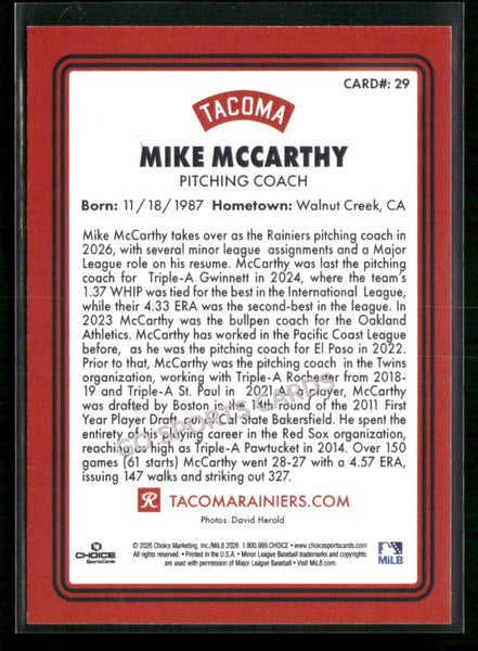 2026 Tacoma Rainiers Mike McCarthy