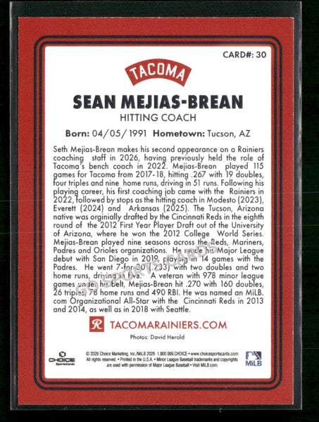 2026 Tacoma Rainiers Sean Mejias Brean