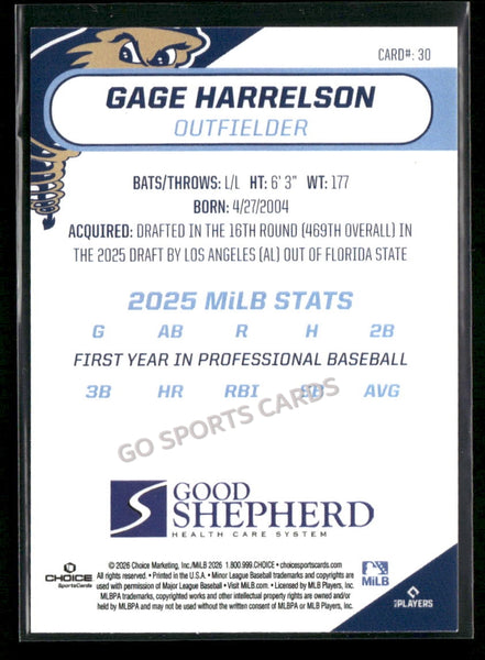 2026 Tri City Dust Devils Gage Harrelson