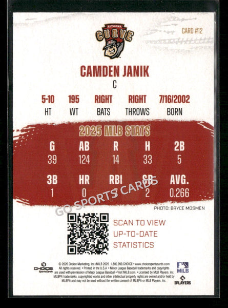 2026 Altoona Curve 3rd Camden Janik