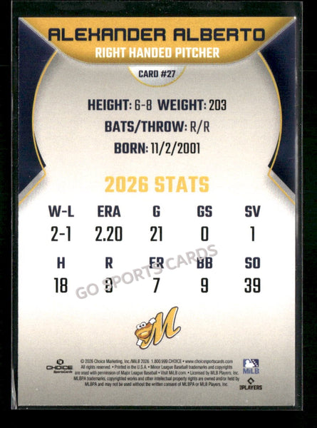 2026 Montgomery Biscuits Alexander Alberto