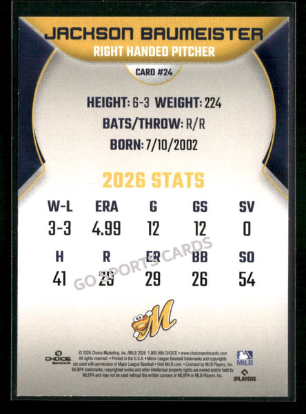 2026 Montgomery Biscuits Jackson Baumeister