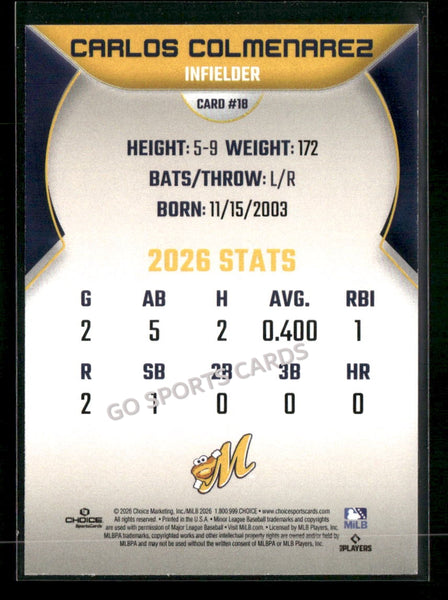 2026 Montgomery Biscuits Carlos Colmenarez