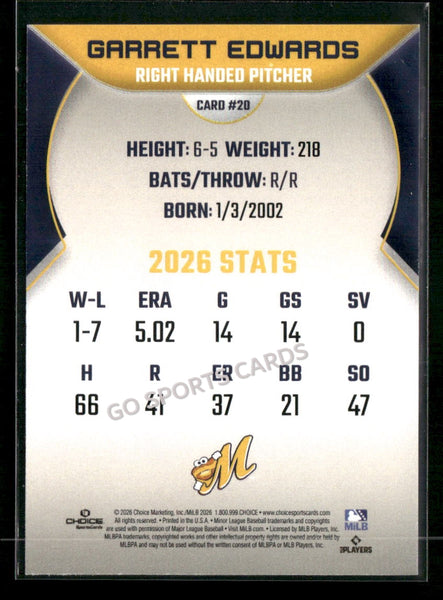 2026 Montgomery Biscuits Garrett Edwards