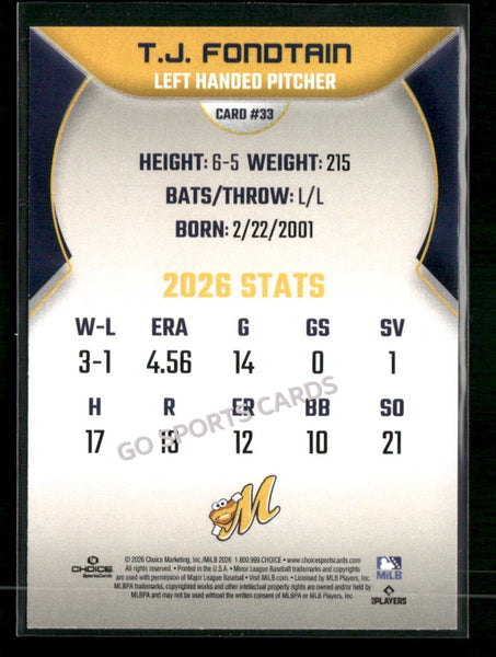 2026 Montgomery Biscuits TJ Fondtain